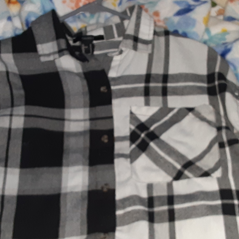 Split Black and White Flannel with Pocket